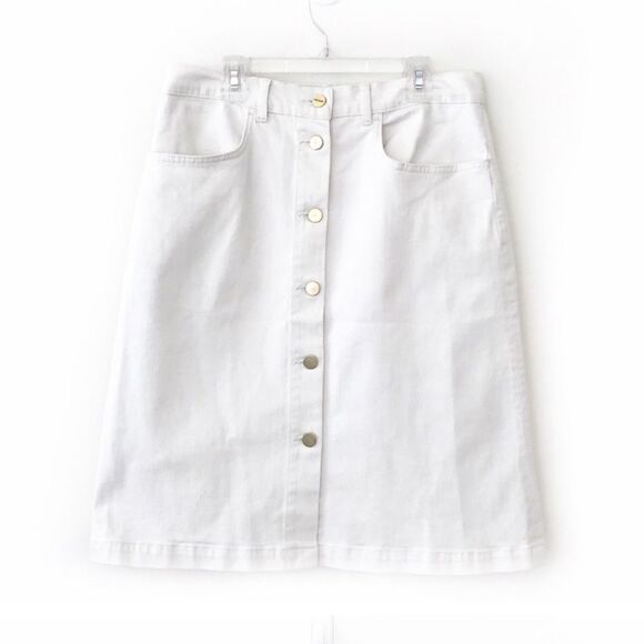 FRAME Denim White Button Front Boot Skirt - Picture 2 of 5